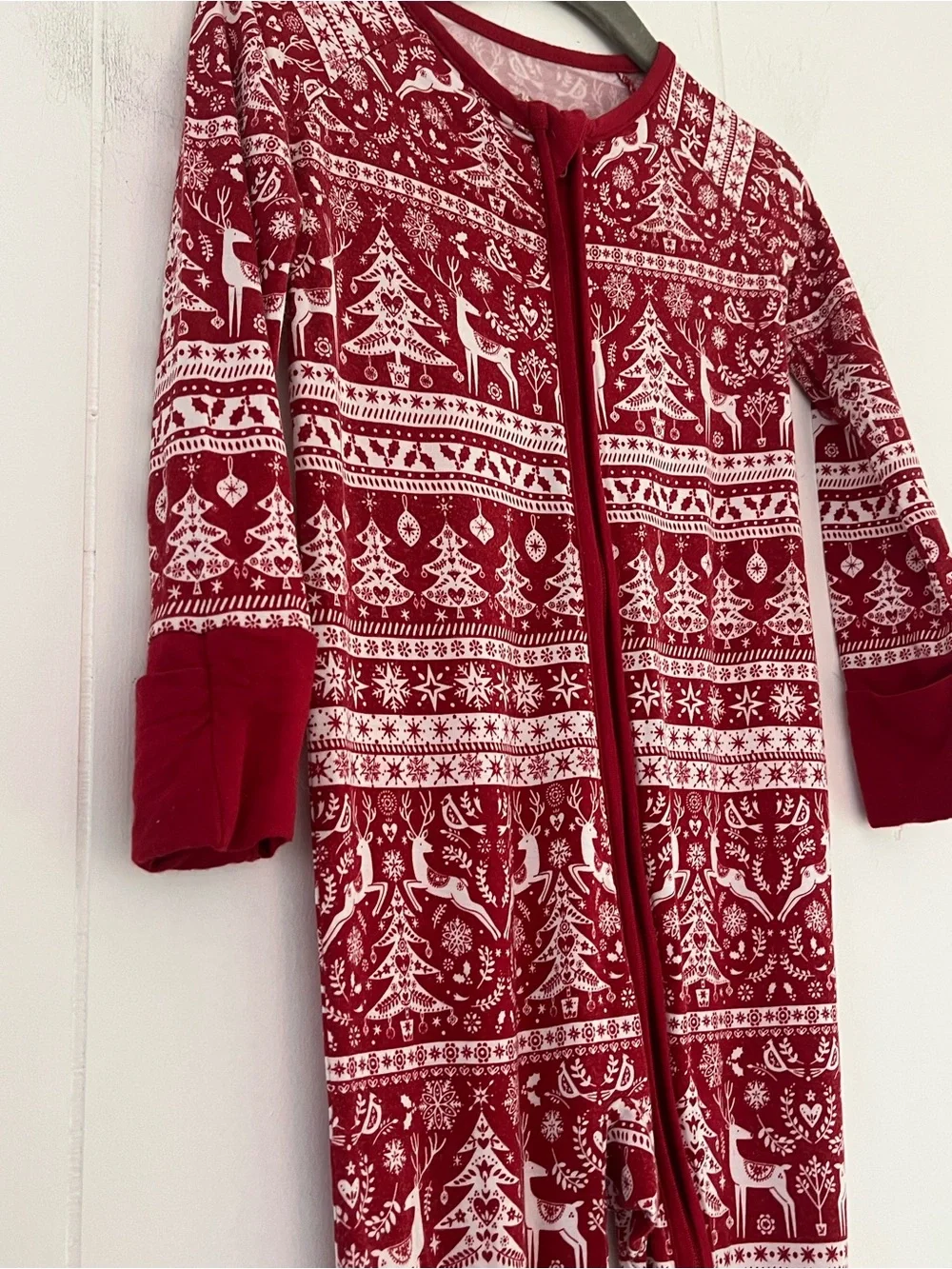 Little Sleepies Reindeer Cheer Zippy Footie Bamboo Size 12-18 Months